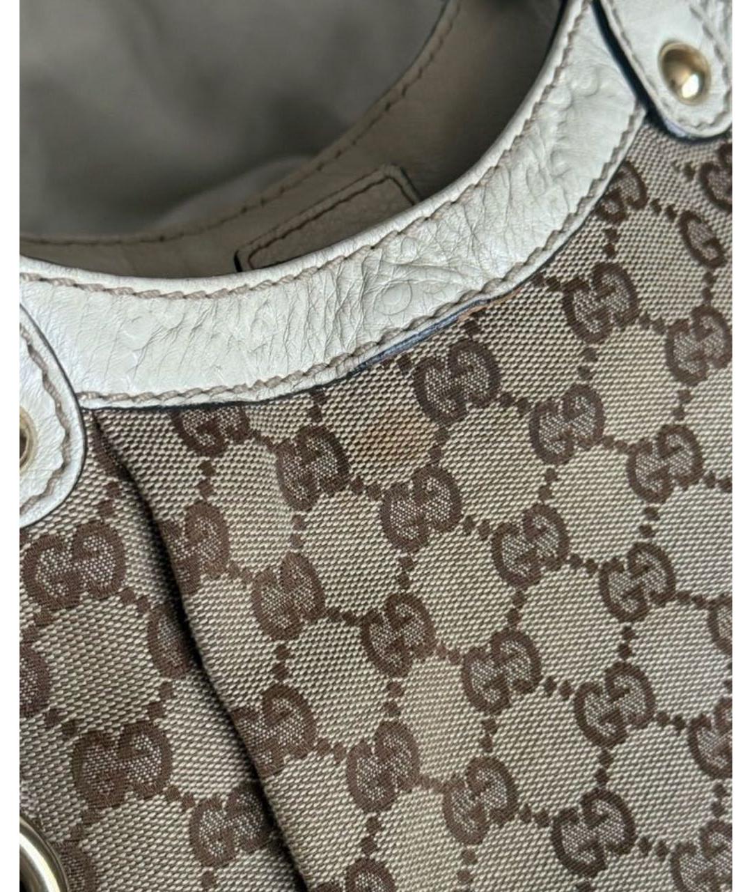 GUCCI Коричневая сумка с короткими ручками из канвы, фото 5