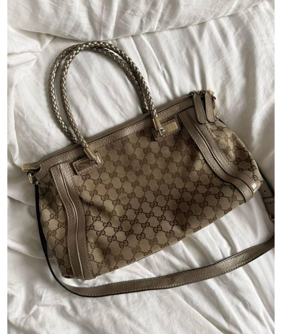 GUCCI Коричневая сумка с короткими ручками из канвы, фото 2