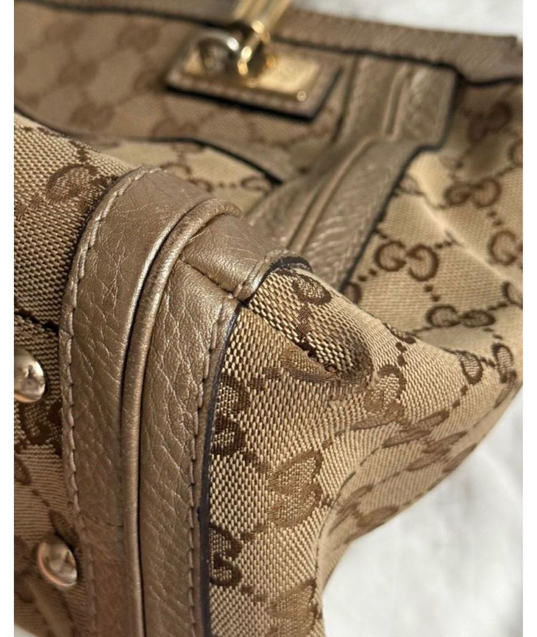 GUCCI Коричневая сумка с короткими ручками из канвы, фото 5