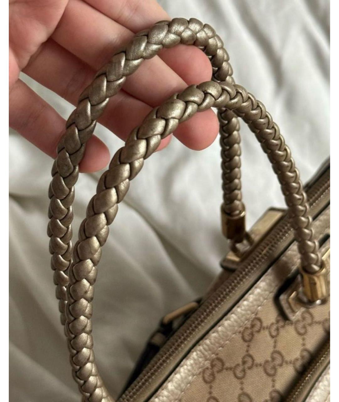 GUCCI Коричневая сумка с короткими ручками из канвы, фото 3
