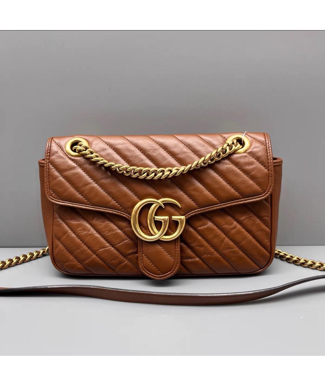 GUCCI Коричневая кожаная сумка через плечо, фото 8