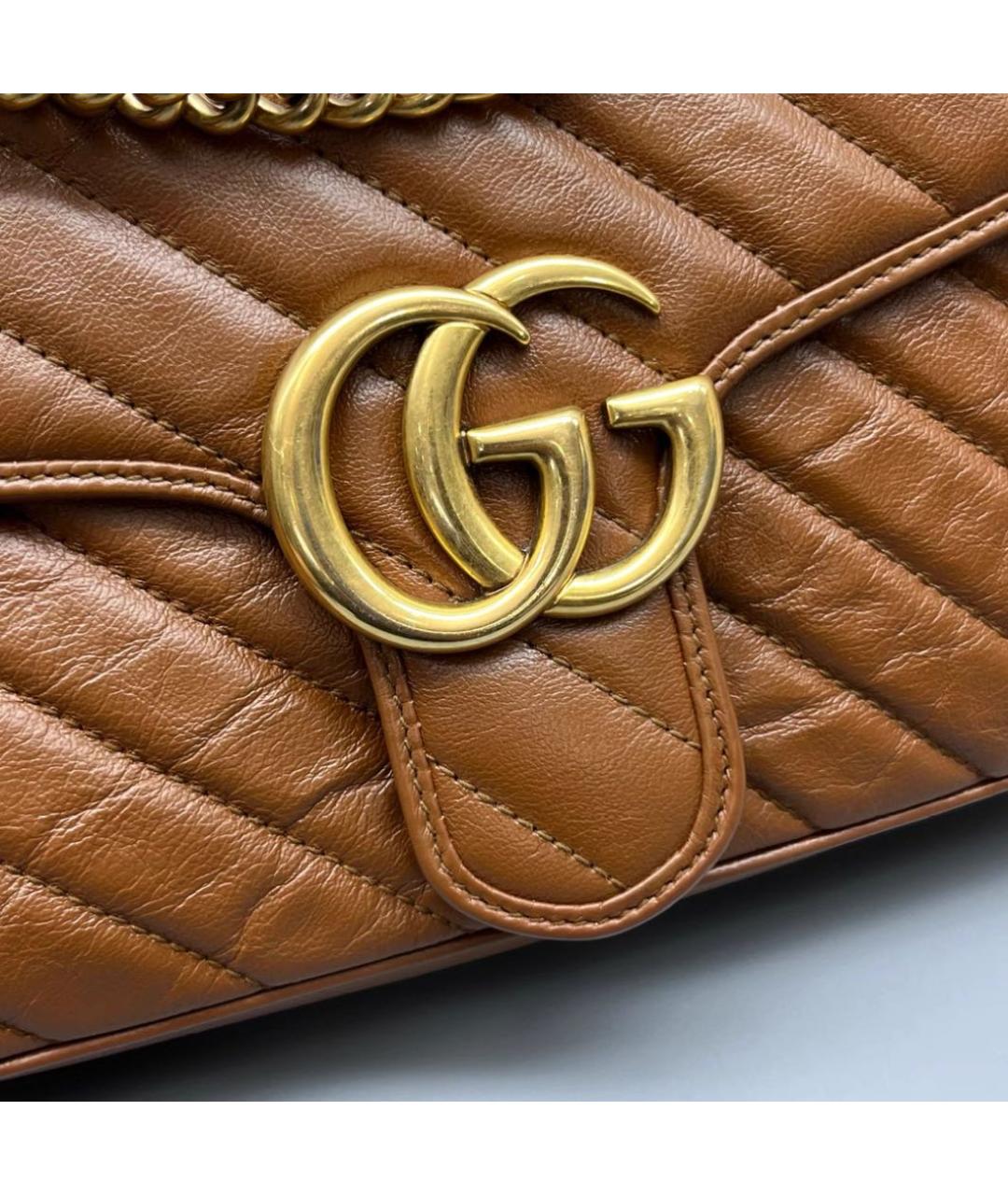GUCCI Коричневая кожаная сумка через плечо, фото 6