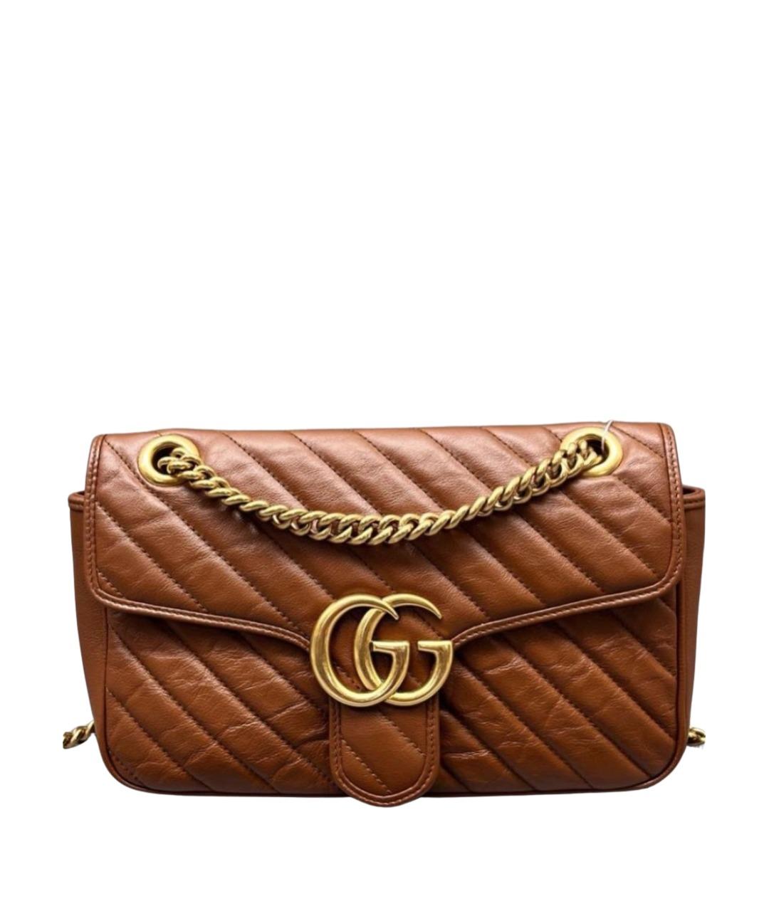 GUCCI Коричневая кожаная сумка через плечо, фото 1