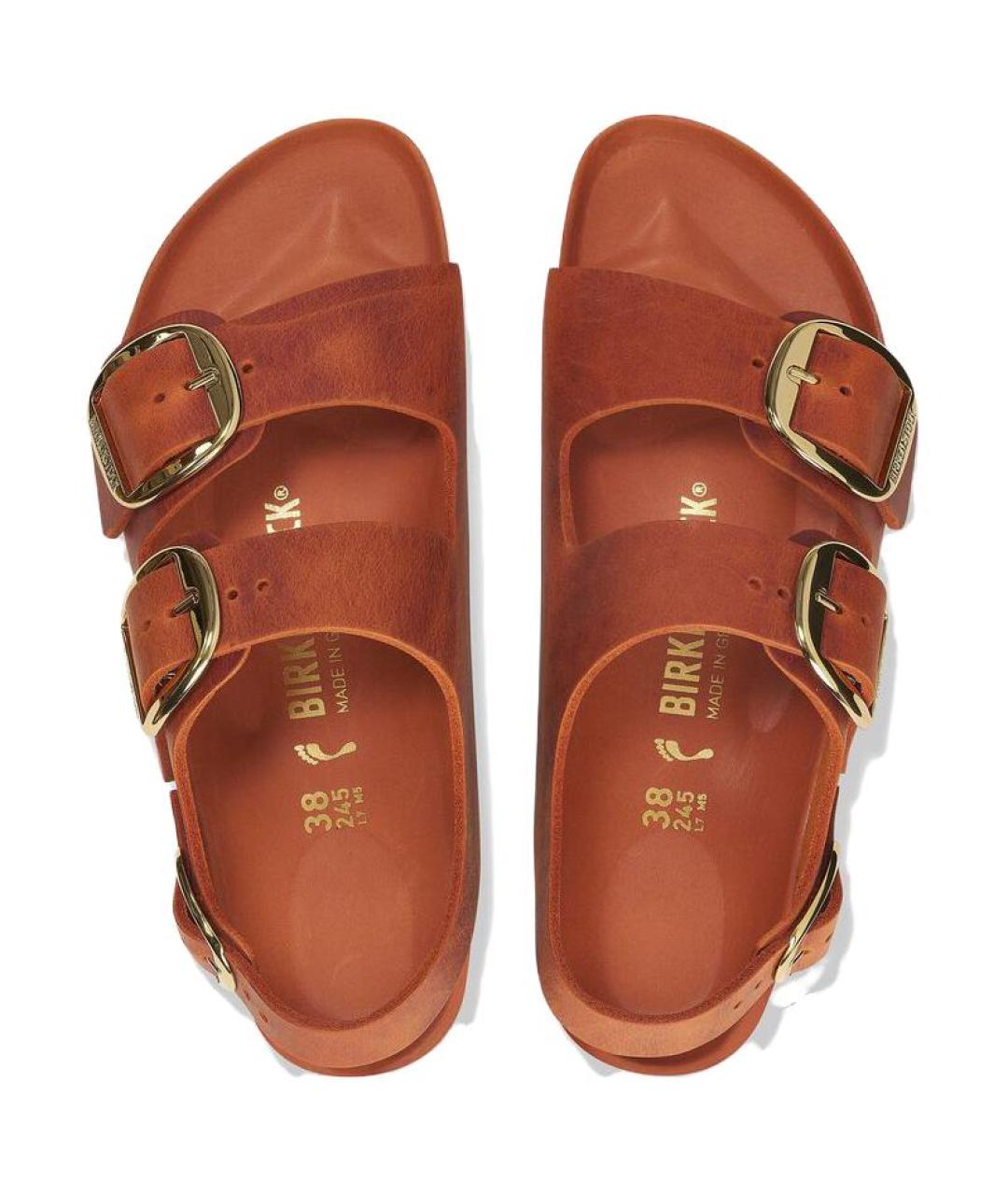 BIRKENSTOCK Оранжевые замшевые сандалии, фото 5