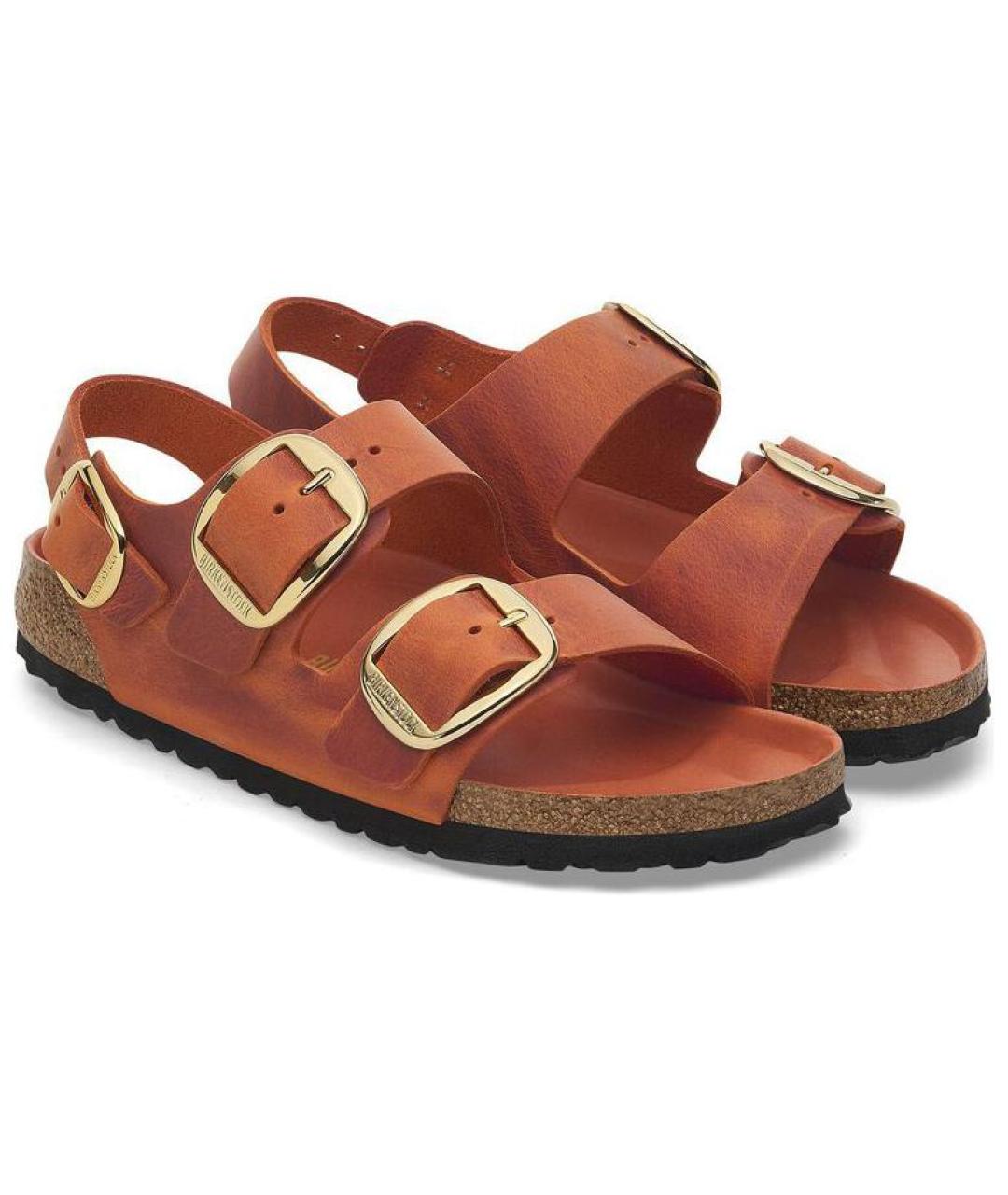 BIRKENSTOCK Оранжевые замшевые сандалии, фото 4