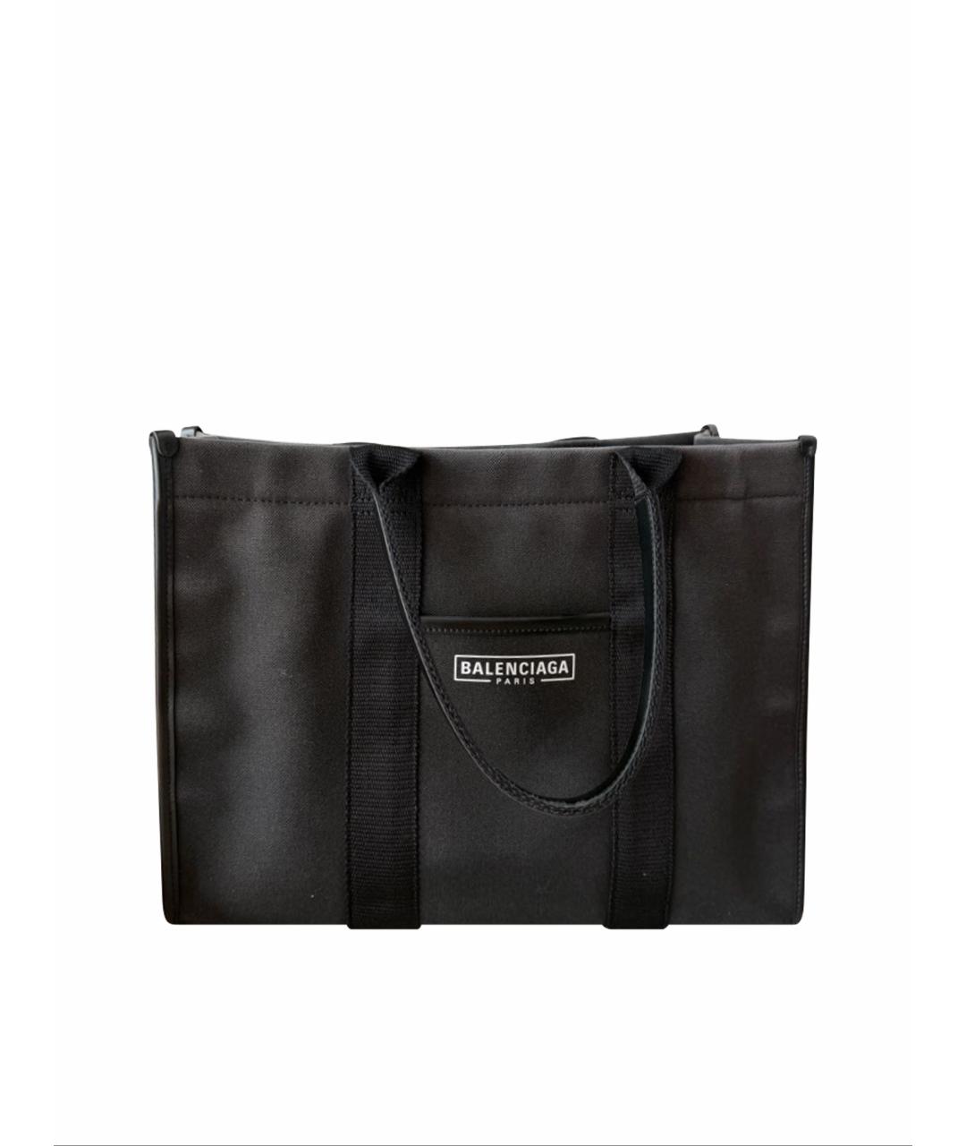 BALENCIAGA Черная тканевая сумка тоут, фото 1
