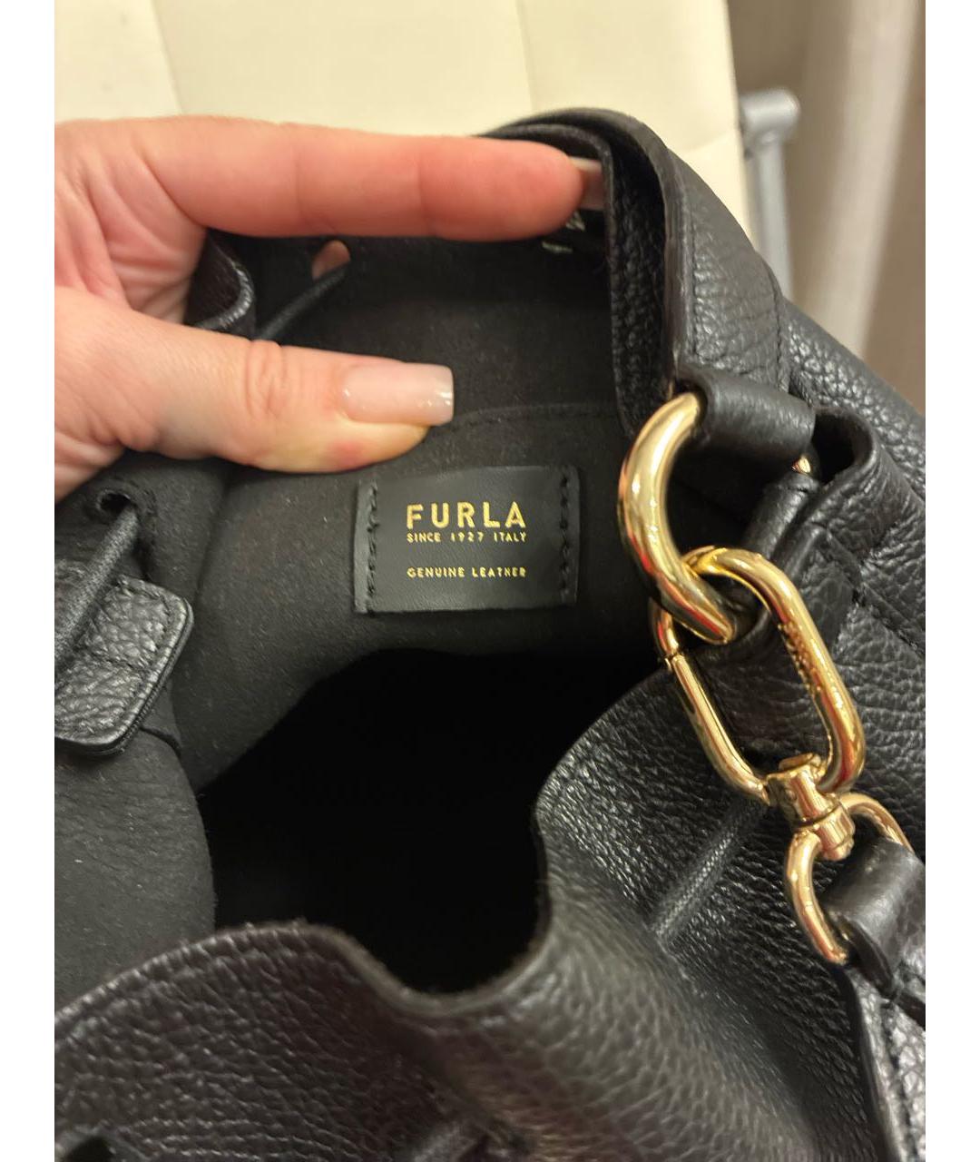 FURLA Черная кожаная сумка через плечо, фото 8
