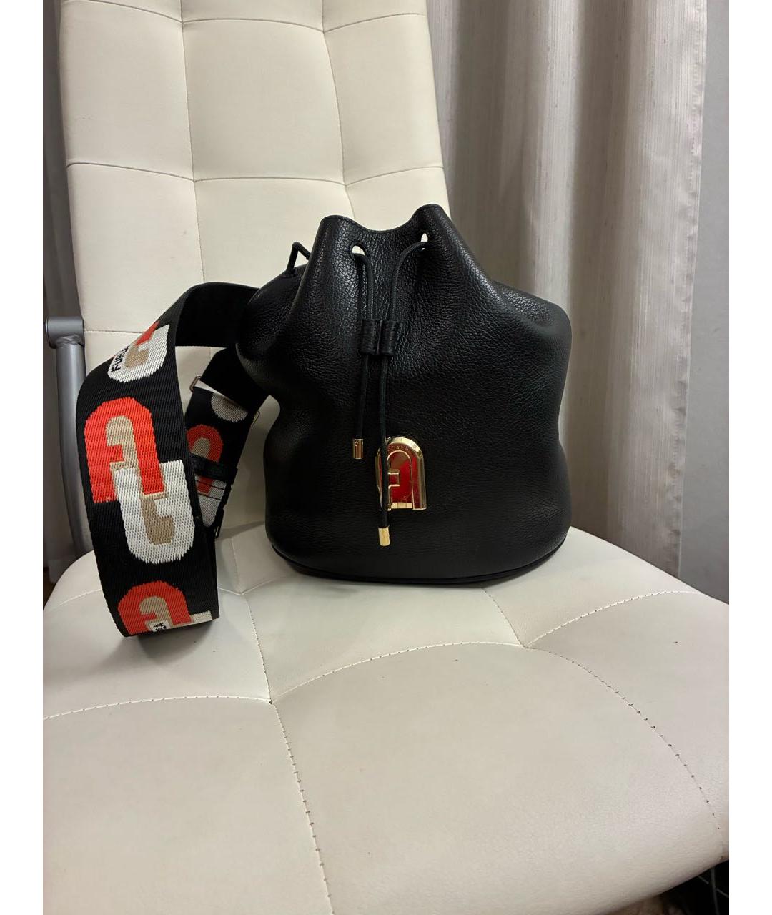 FURLA Черная кожаная сумка через плечо, фото 9