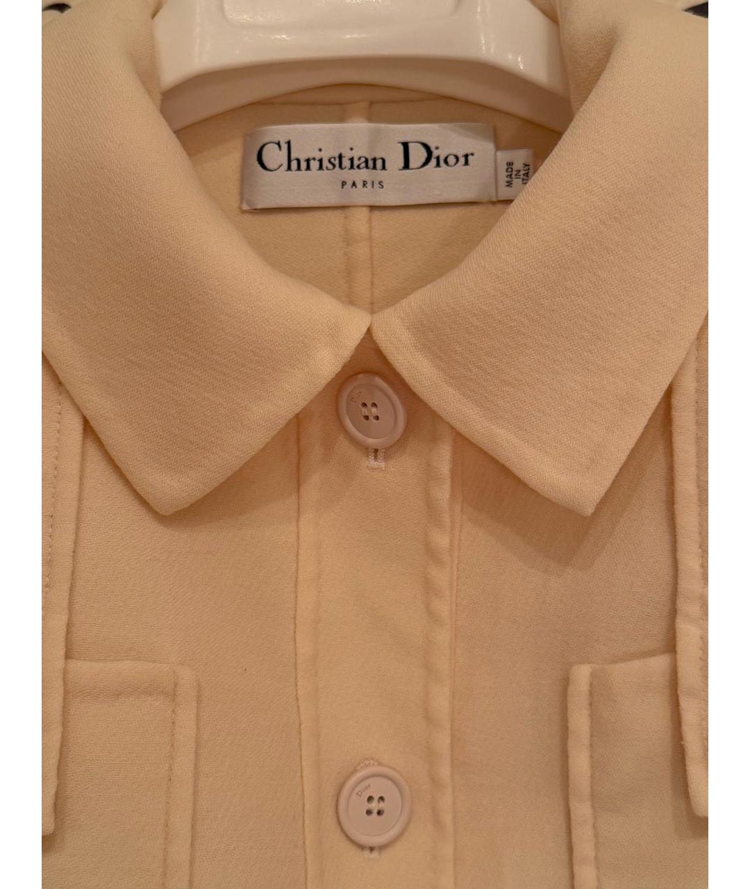 CHRISTIAN DIOR Бежевый шерстяной жакет/пиджак, фото 2