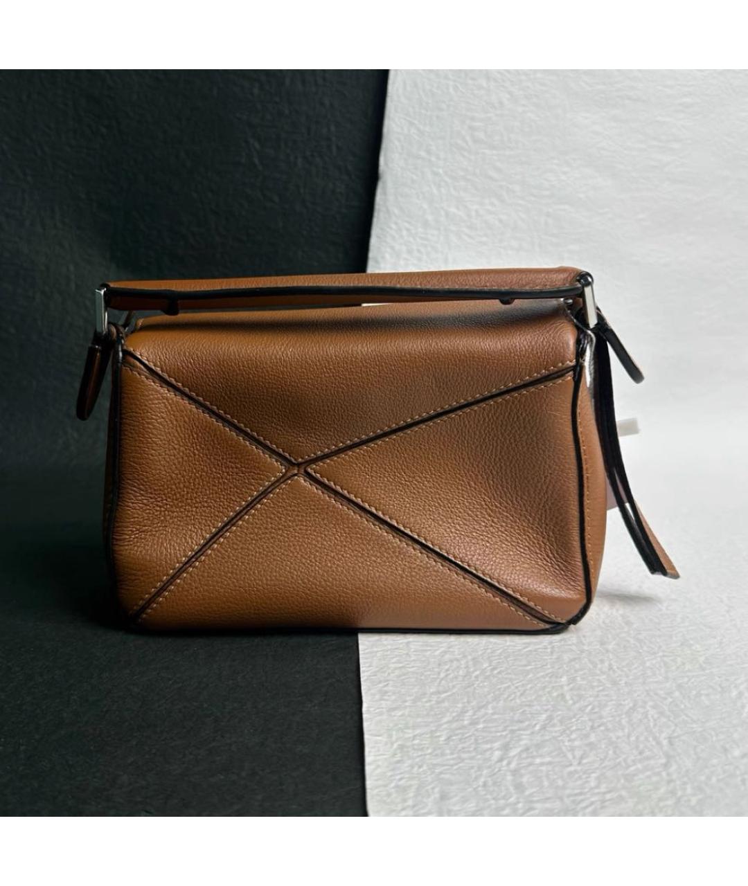 LOEWE Коричневая кожаная сумка с короткими ручками, фото 5