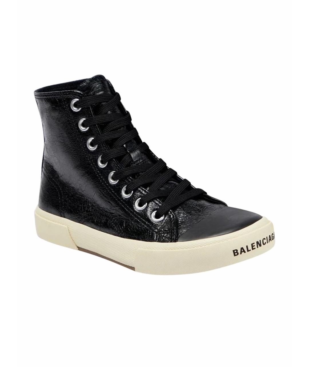 BALENCIAGA Черные кожаные кеды, фото 1