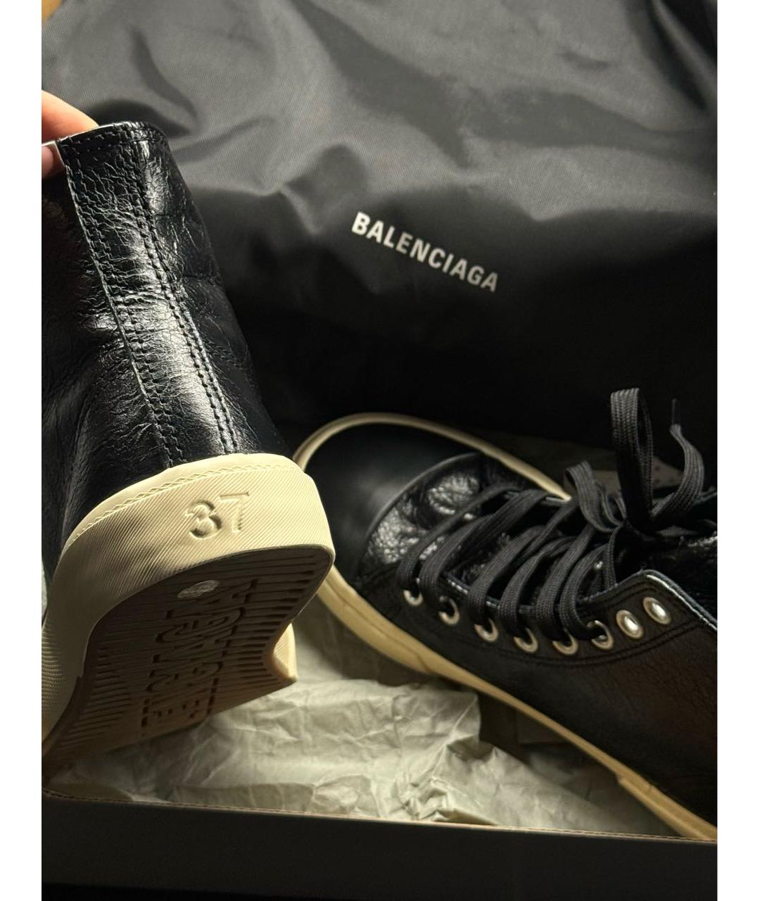 BALENCIAGA Черные кожаные кеды, фото 6