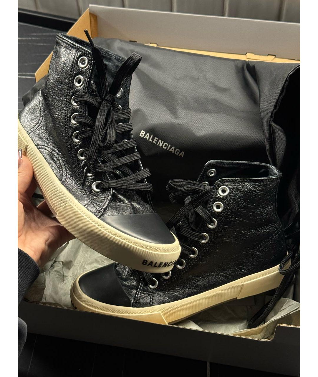 BALENCIAGA Черные кожаные кеды, фото 5