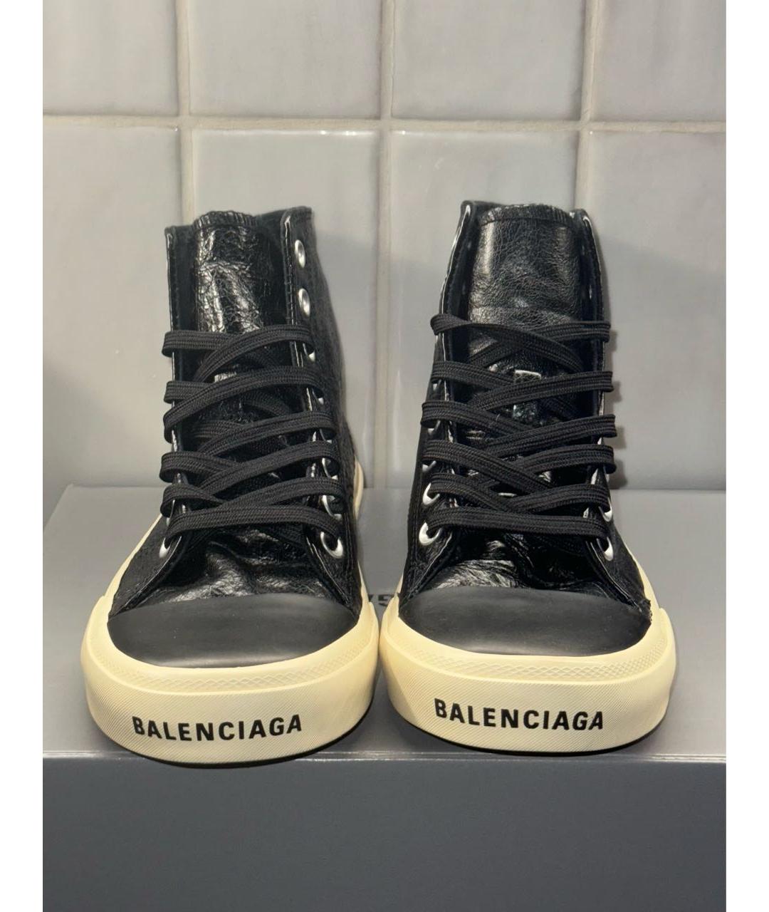 BALENCIAGA Черные кожаные кеды, фото 2