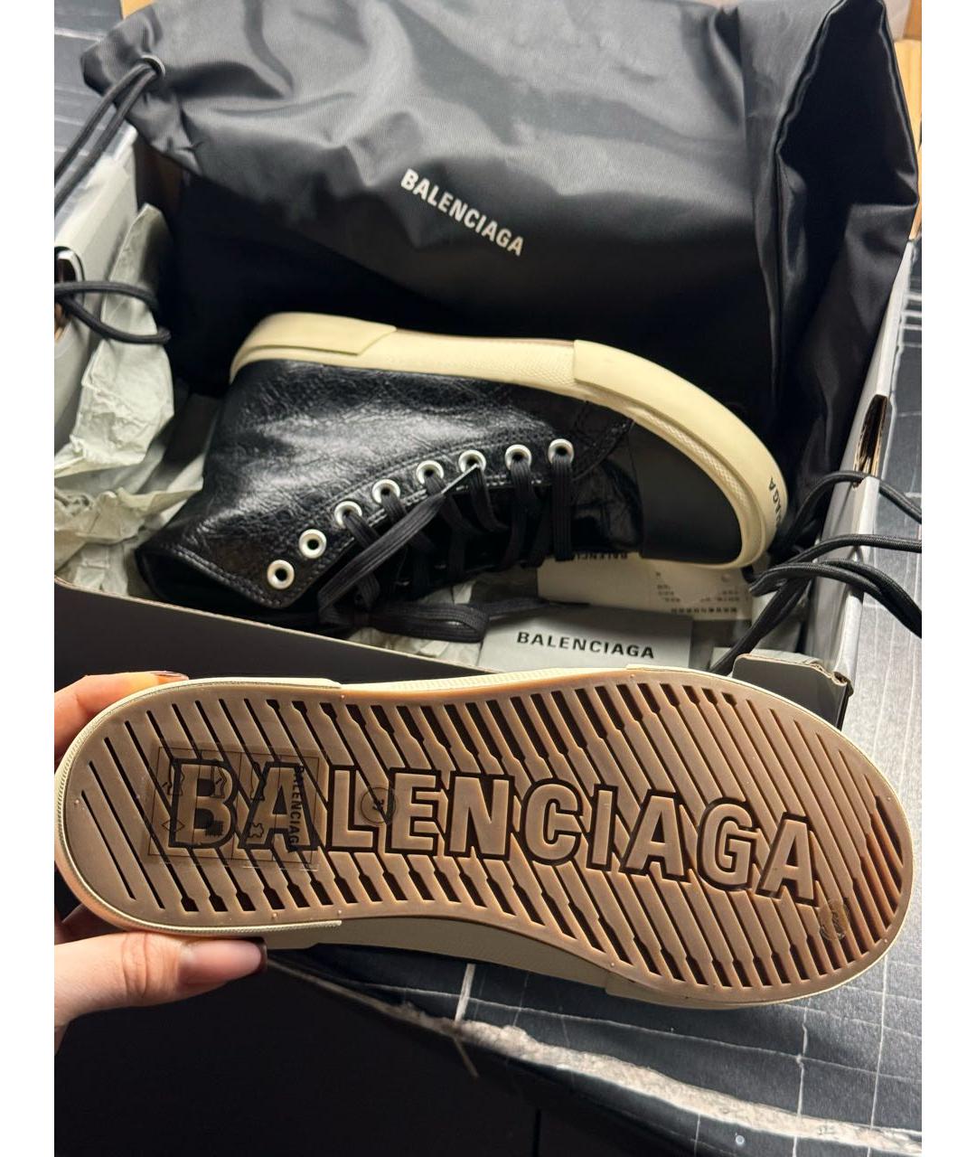 BALENCIAGA Черные кожаные кеды, фото 4