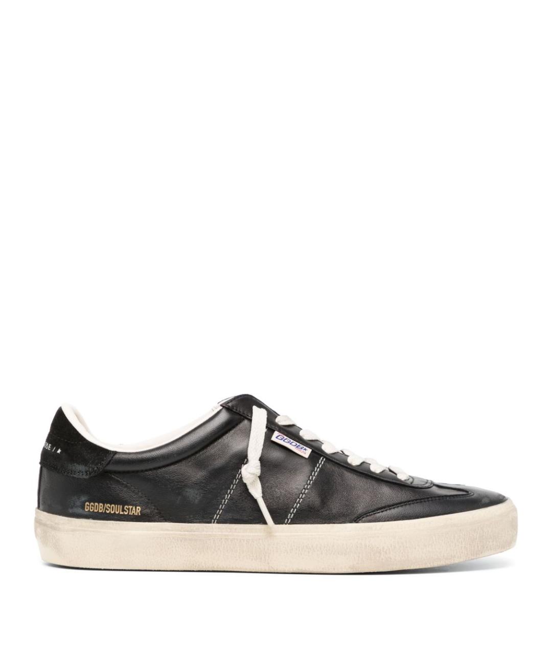 GOLDEN GOOSE Черные кожаные низкие кроссовки / кеды, фото 1