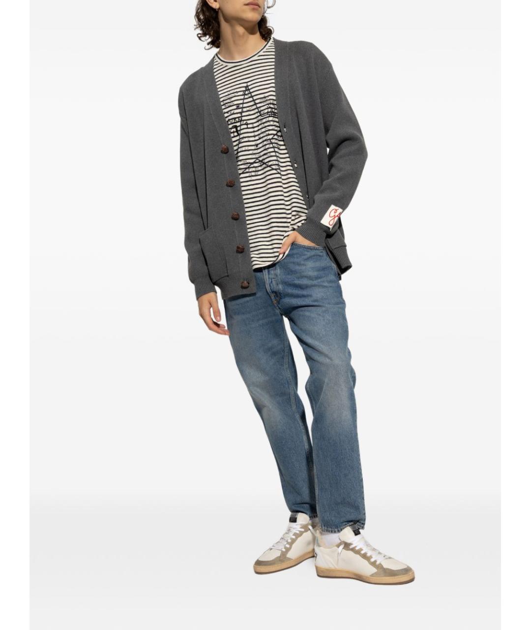 GOLDEN GOOSE Голубые хлопковые прямые джинсы, фото 3