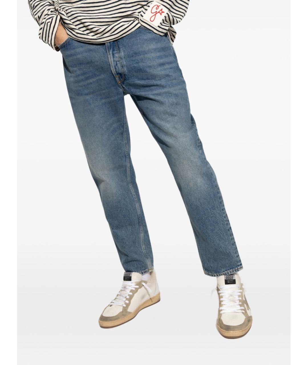 GOLDEN GOOSE Голубые хлопковые прямые джинсы, фото 4