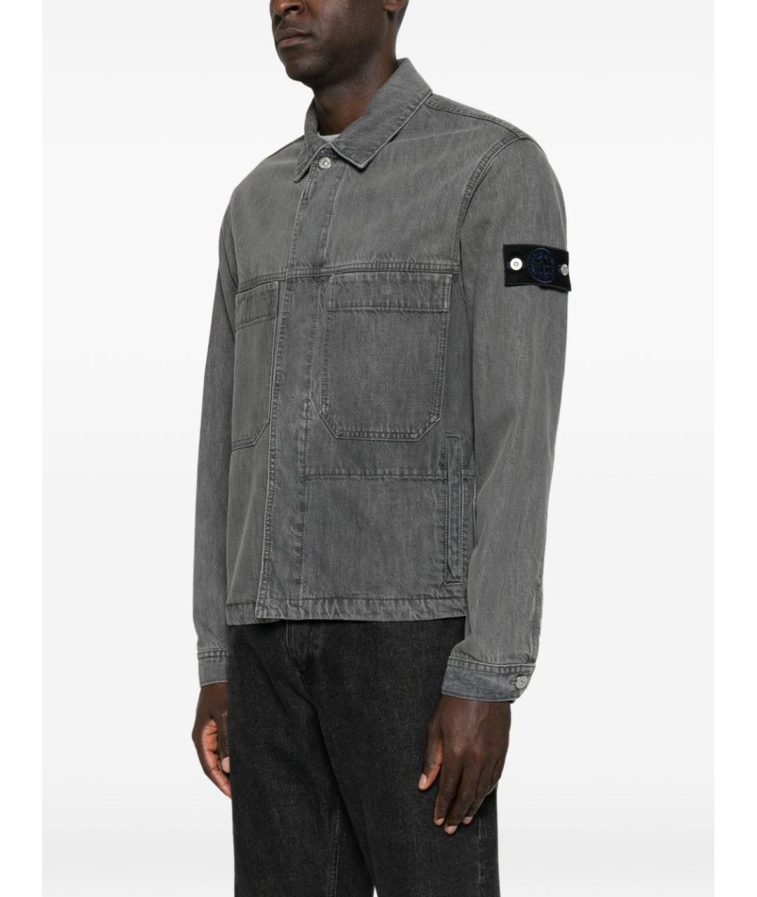 STONE ISLAND Серая хлопковая куртка, фото 4