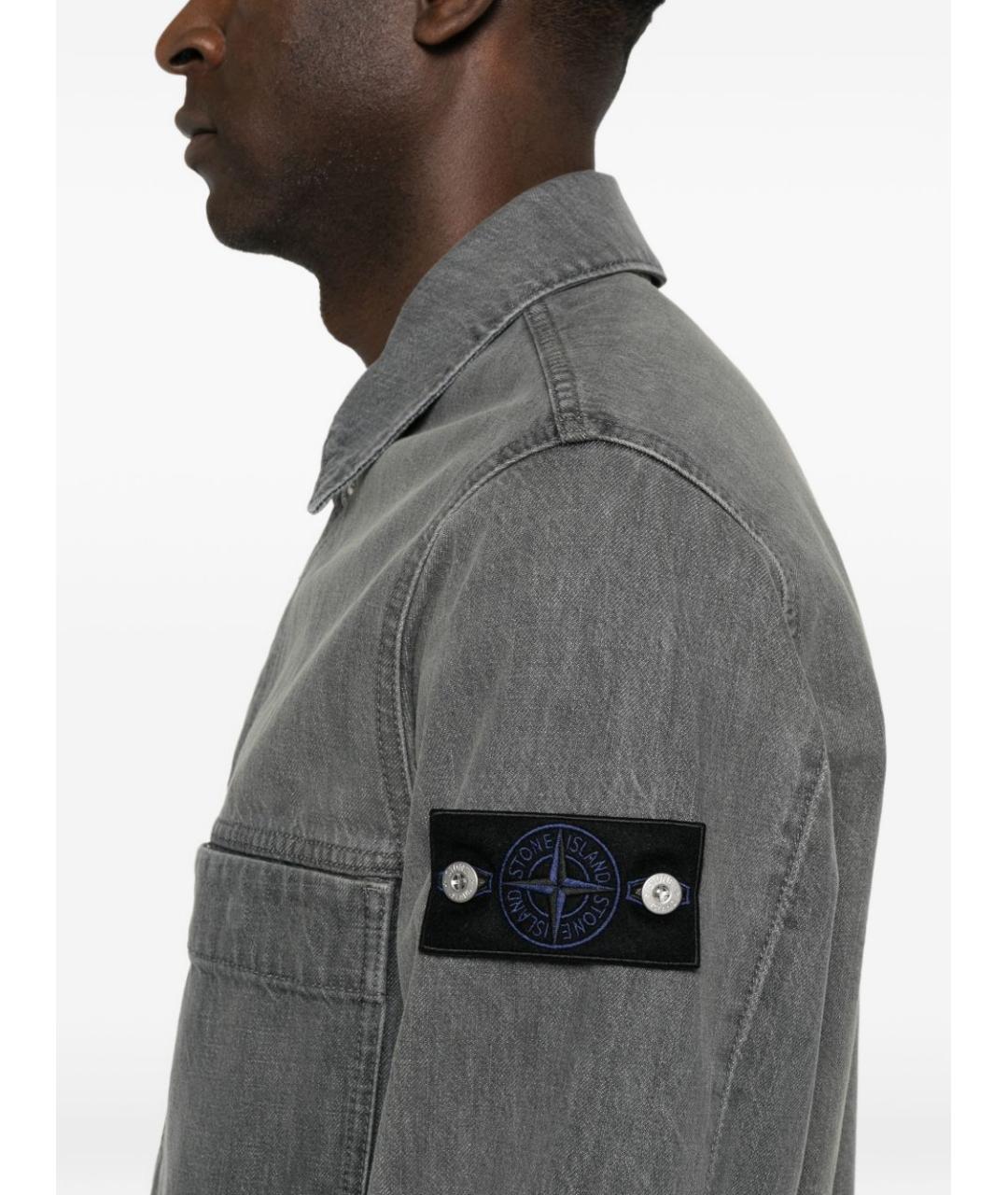 STONE ISLAND Серая хлопковая куртка, фото 5