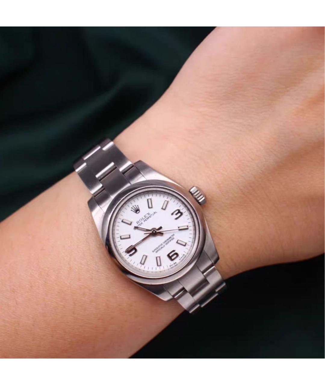 ROLEX Белые металлические часы, фото 5