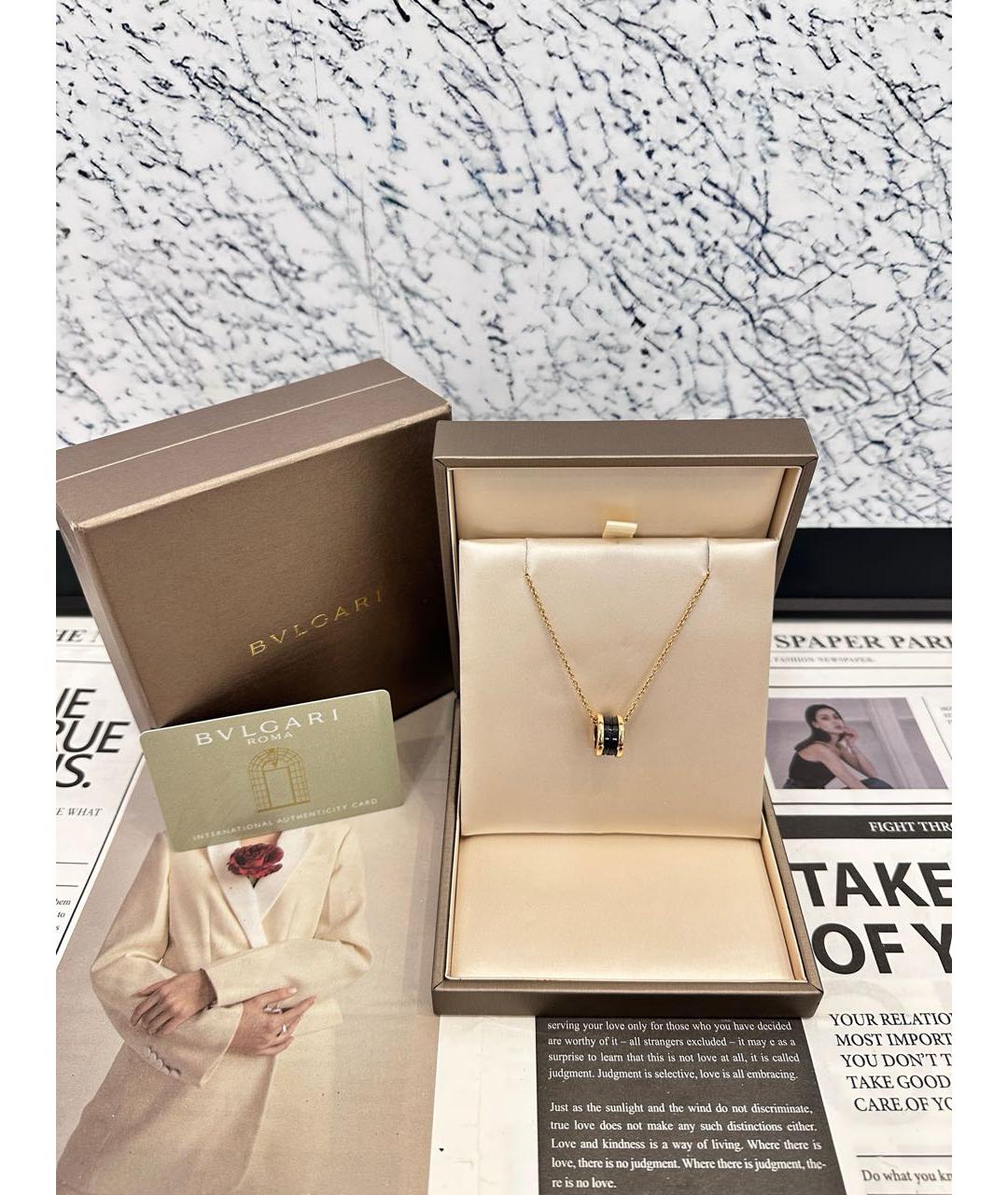 BVLGARI Черное колье из розового золота, фото 2