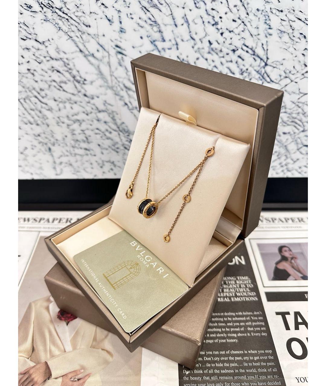 BVLGARI Черное колье из розового золота, фото 3