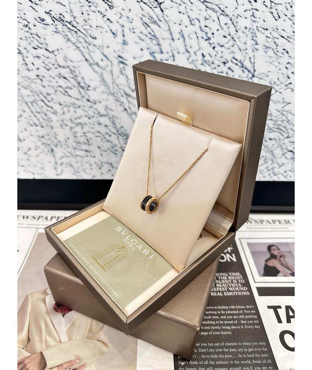 BVLGARI Черное колье из розового золота, фото 4