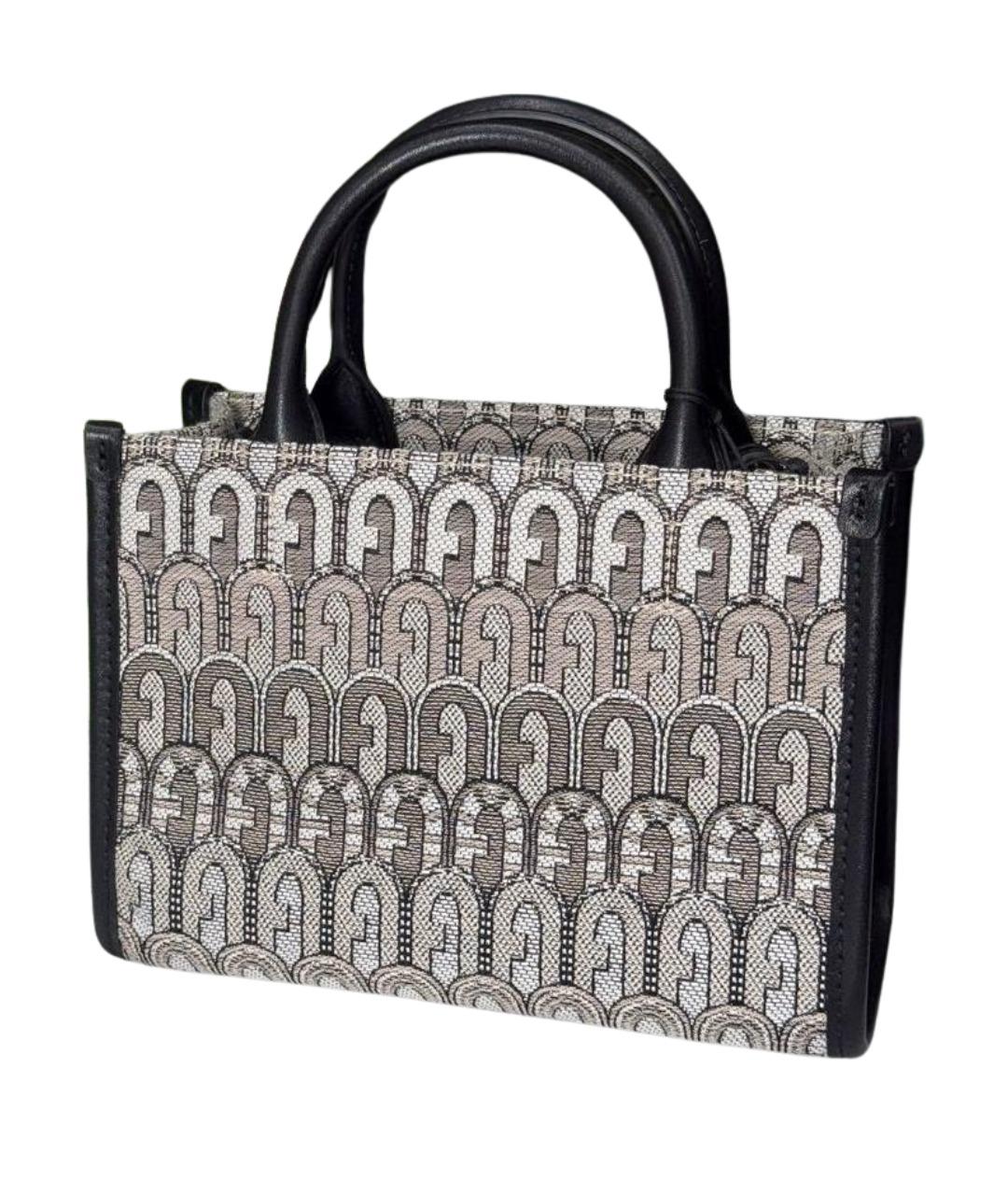 FURLA Серая жаккардовая сумка с короткими ручками, фото 1