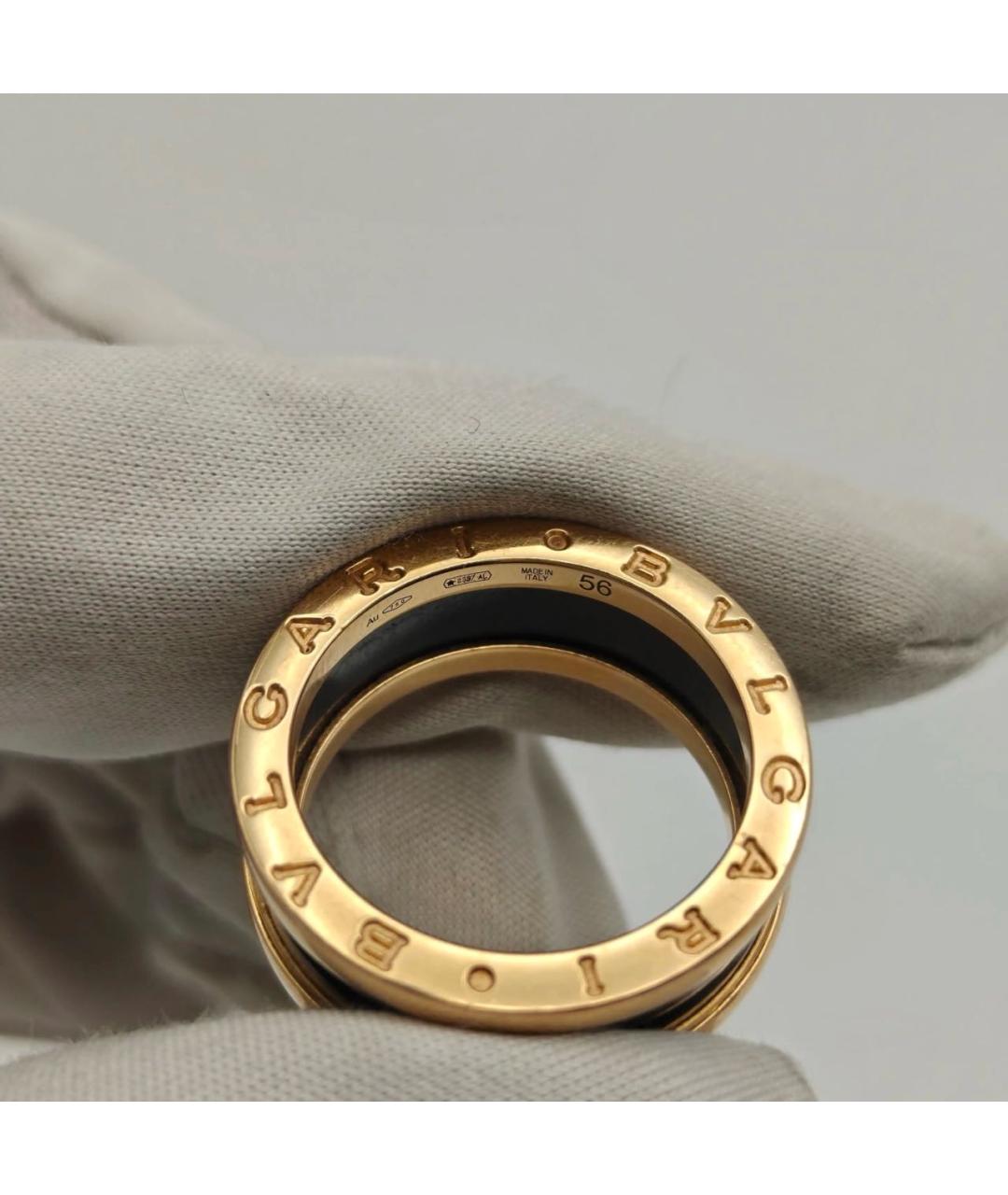 BVLGARI Черное кольцо из желтого золота, фото 6