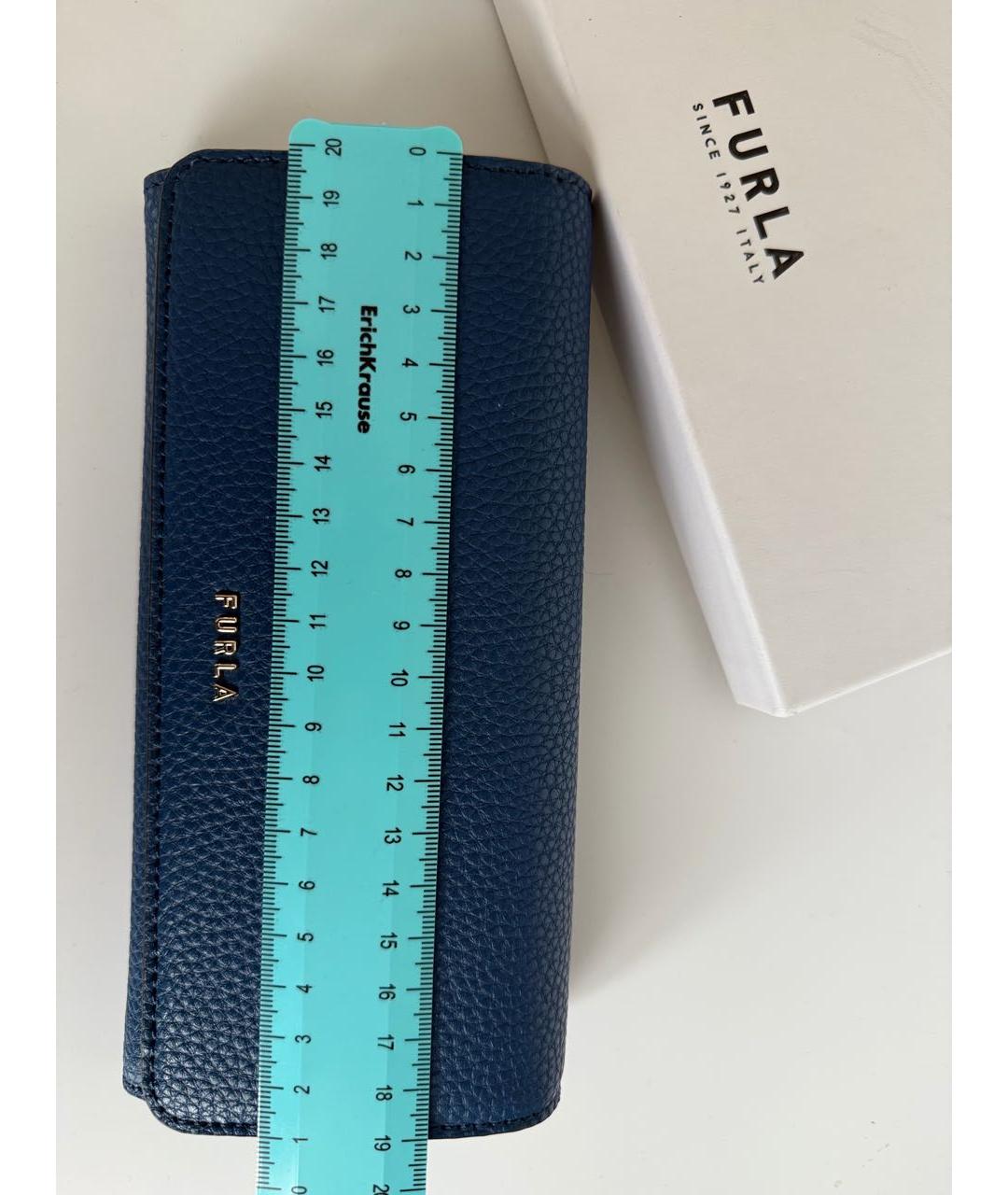 FURLA Темно-синий кожаный кошелек, фото 8