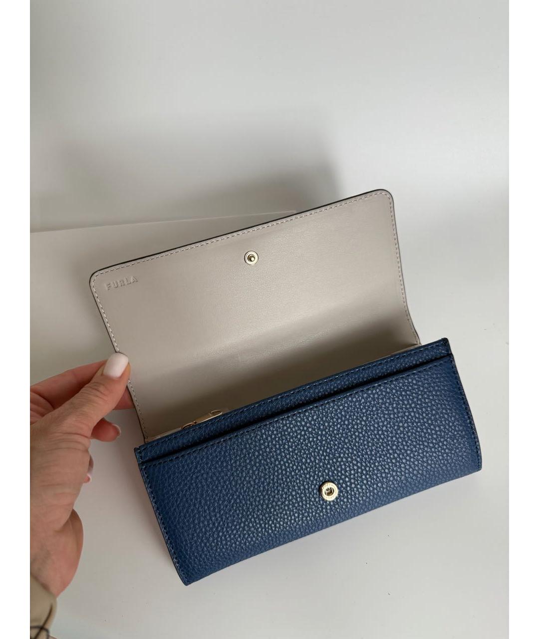 FURLA Темно-синий кожаный кошелек, фото 7