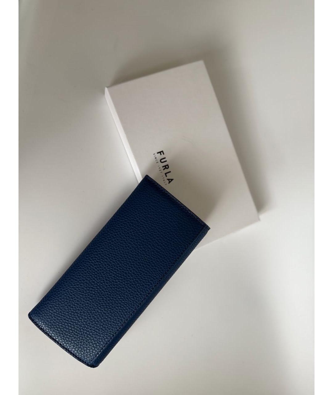 FURLA Темно-синий кожаный кошелек, фото 2