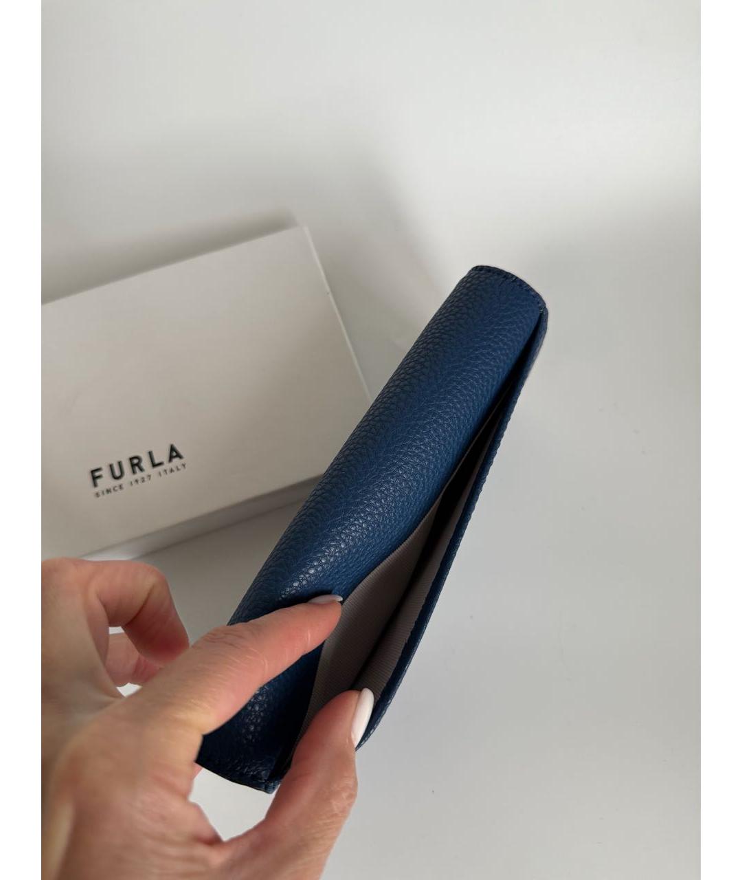 FURLA Темно-синий кожаный кошелек, фото 3