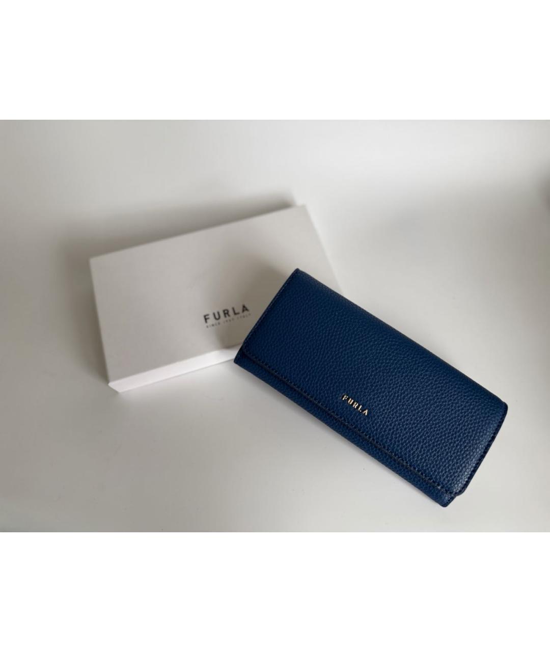 FURLA Темно-синий кожаный кошелек, фото 10