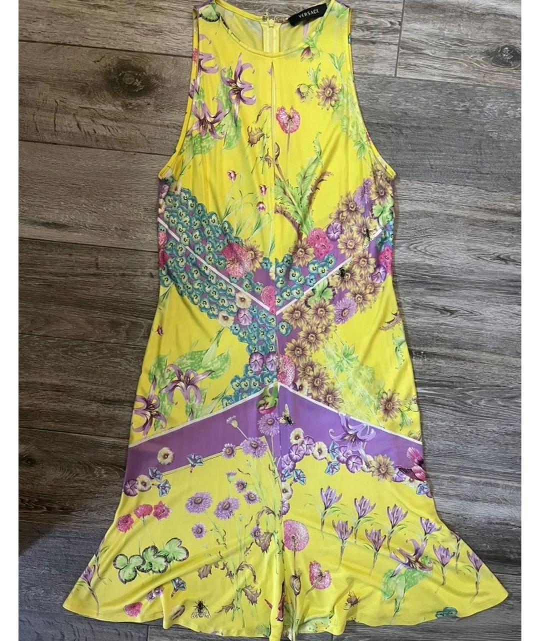 VERSACE Мульти полиэстеровое коктейльное платье, фото 7