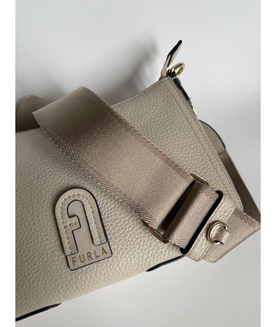 FURLA Бежевая кожаная сумка через плечо, фото 2