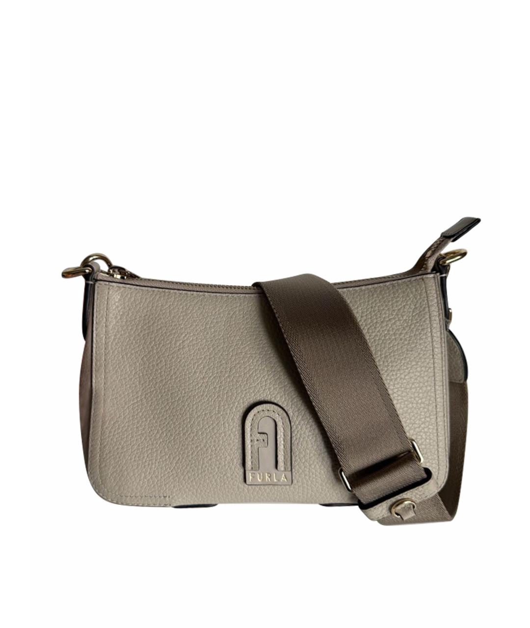 FURLA Бежевая кожаная сумка через плечо, фото 1