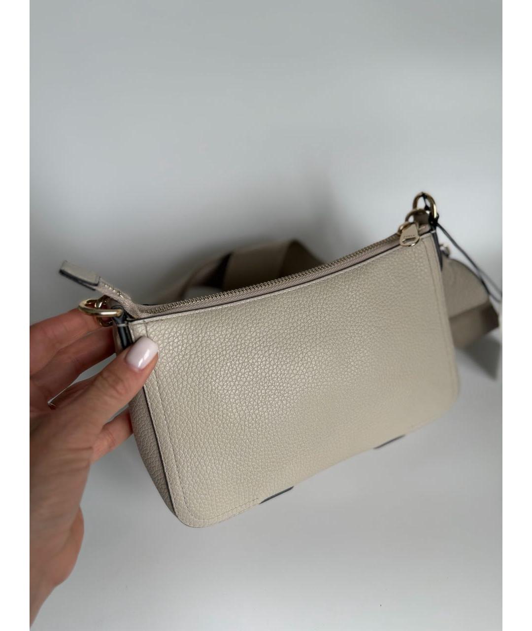 FURLA Бежевая кожаная сумка через плечо, фото 4