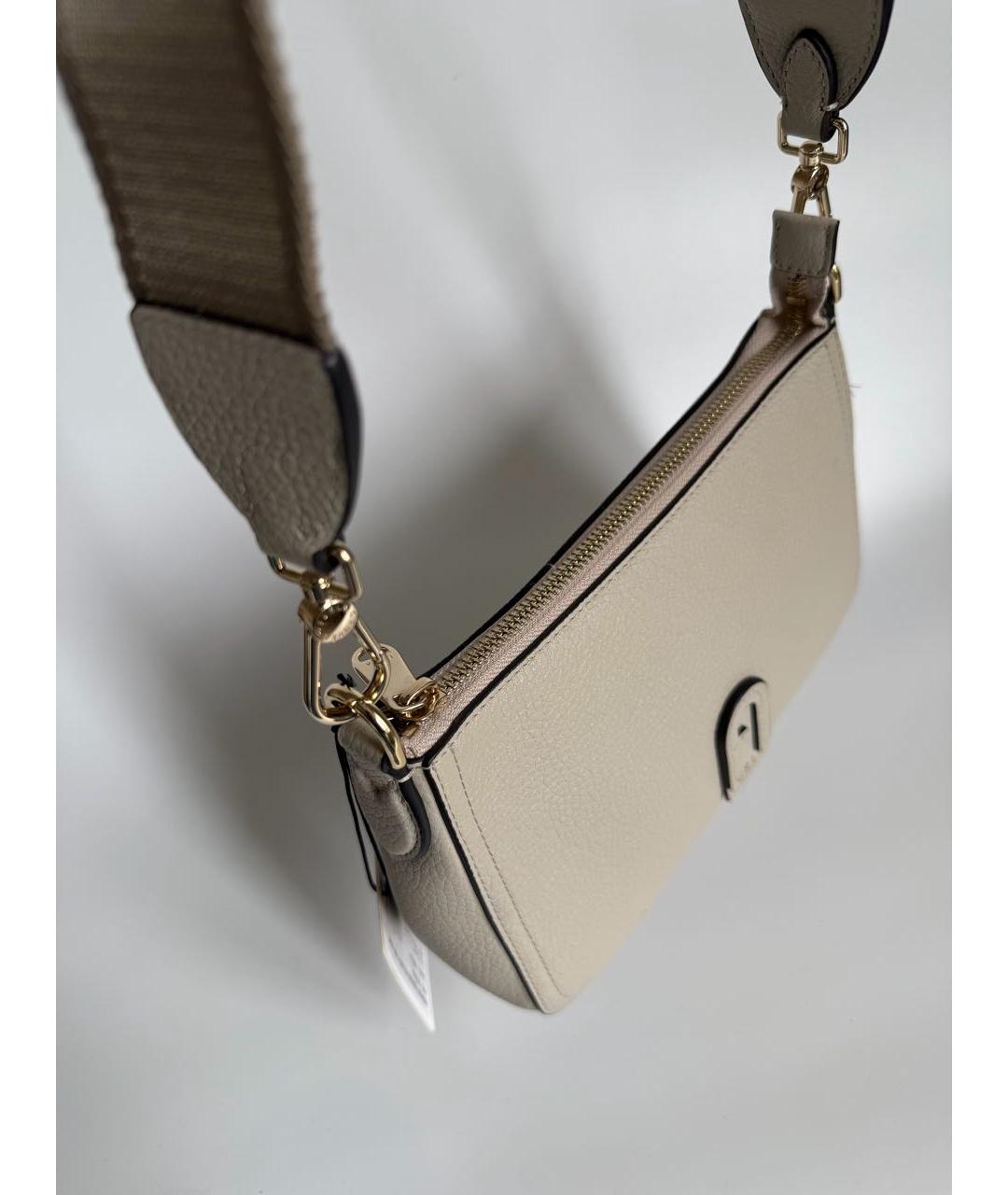 FURLA Бежевая кожаная сумка через плечо, фото 3