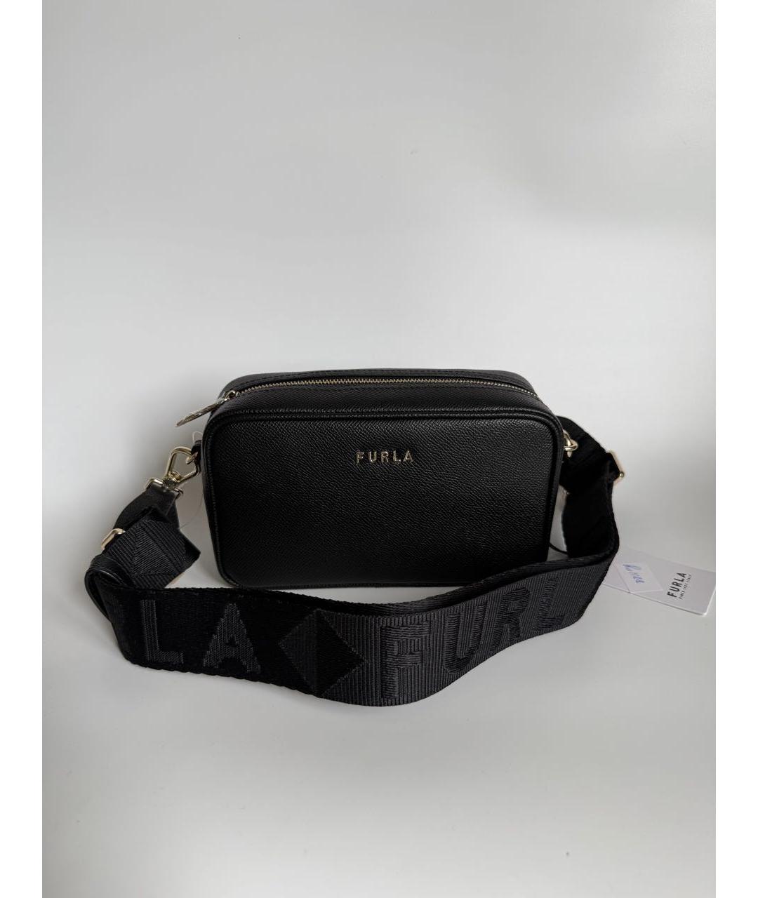 FURLA Черная кожаная сумка через плечо, фото 9