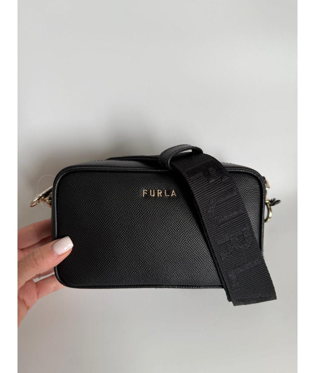 FURLA Черная кожаная сумка через плечо, фото 6