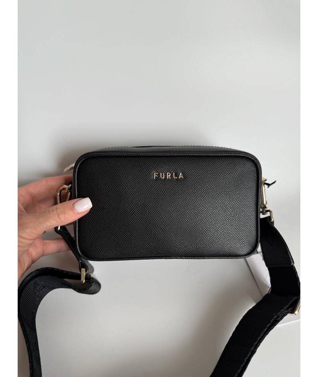 FURLA Черная кожаная сумка через плечо, фото 3