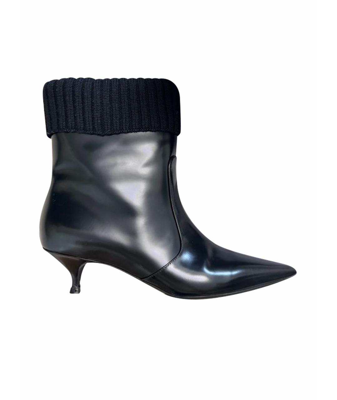 CHRISTIAN DIOR Черные ботильоны из лакированной кожи, фото 1