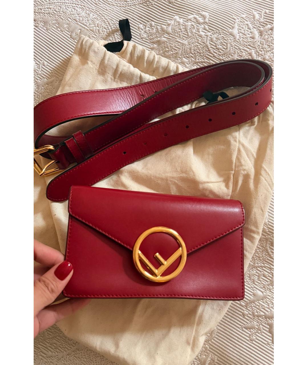 FENDI Красная кожаная сумка через плечо, фото 3