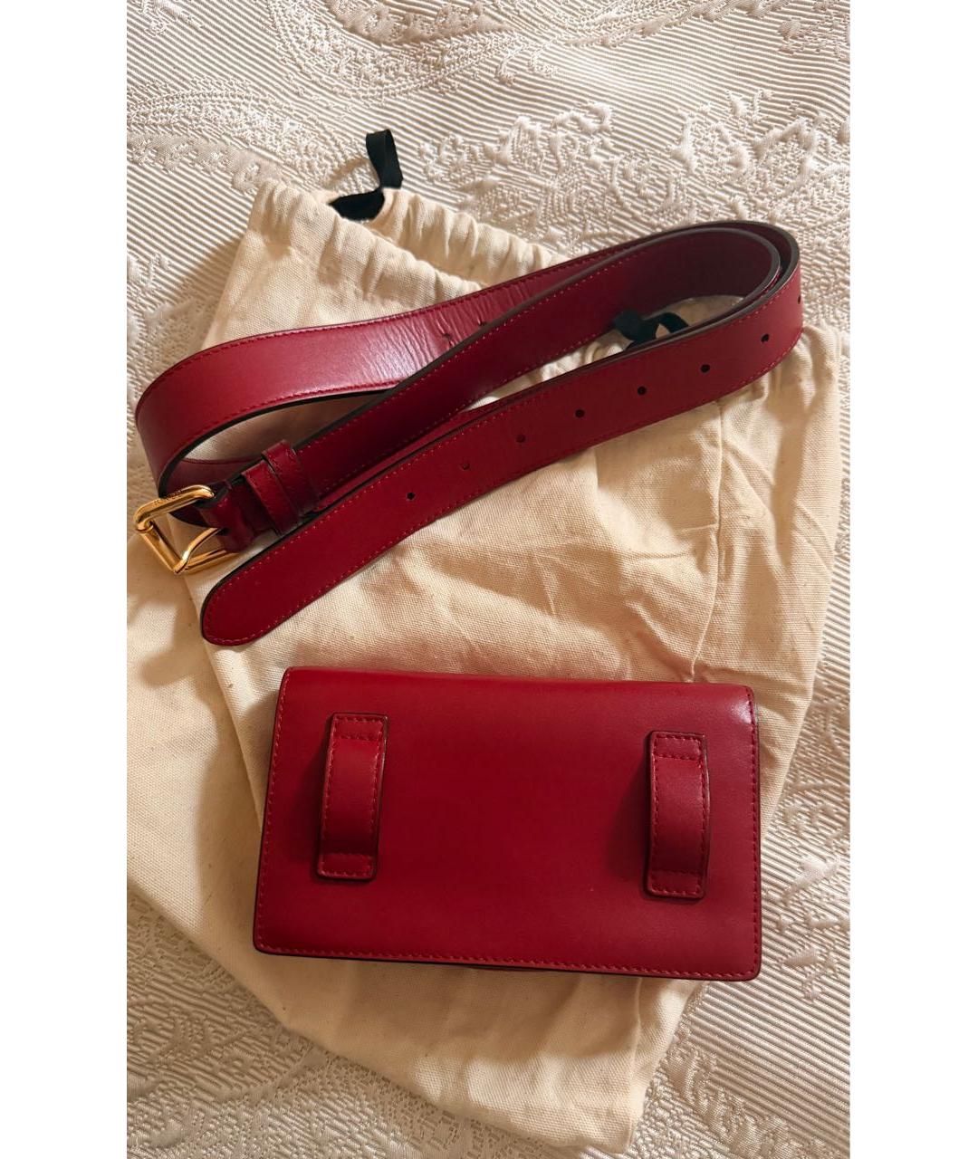 FENDI Красная кожаная сумка через плечо, фото 4