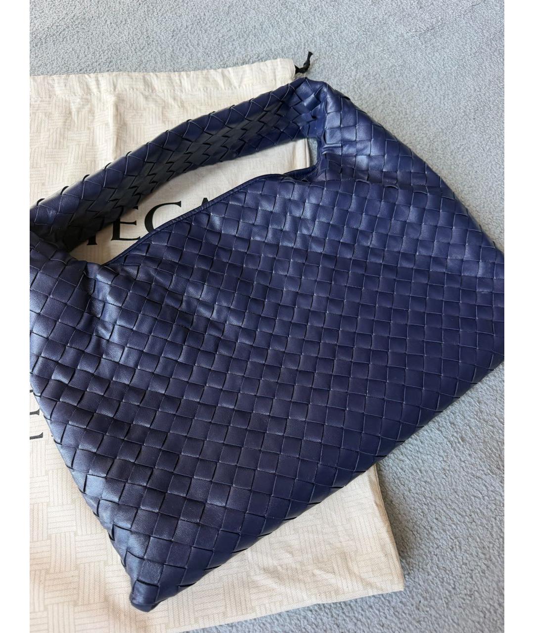 BOTTEGA VENETA Темно-синяя кожаная сумка через плечо, фото 3