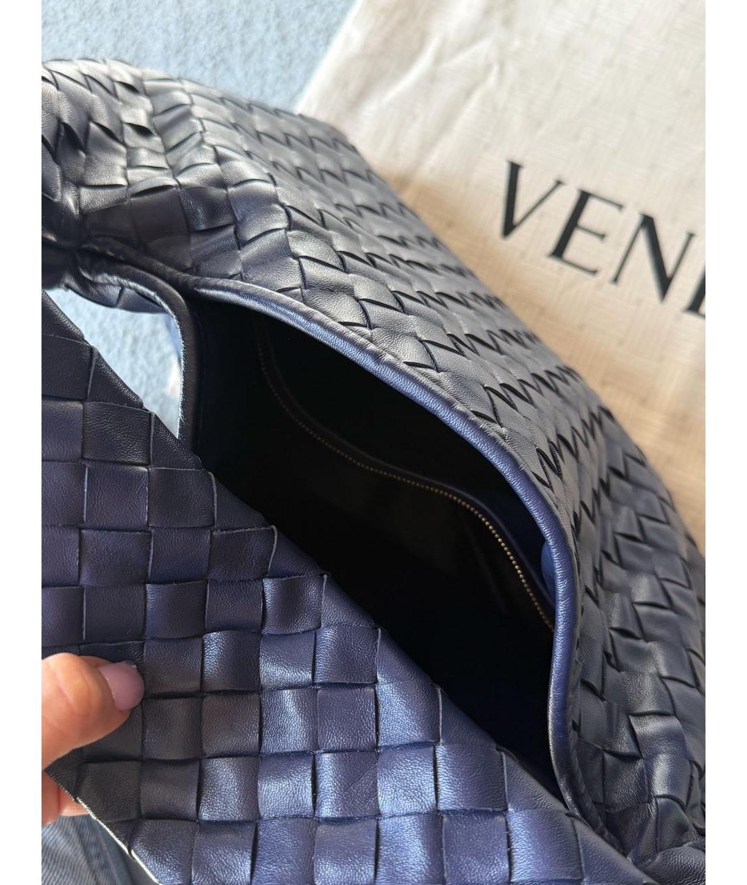 BOTTEGA VENETA Темно-синяя кожаная сумка через плечо, фото 5