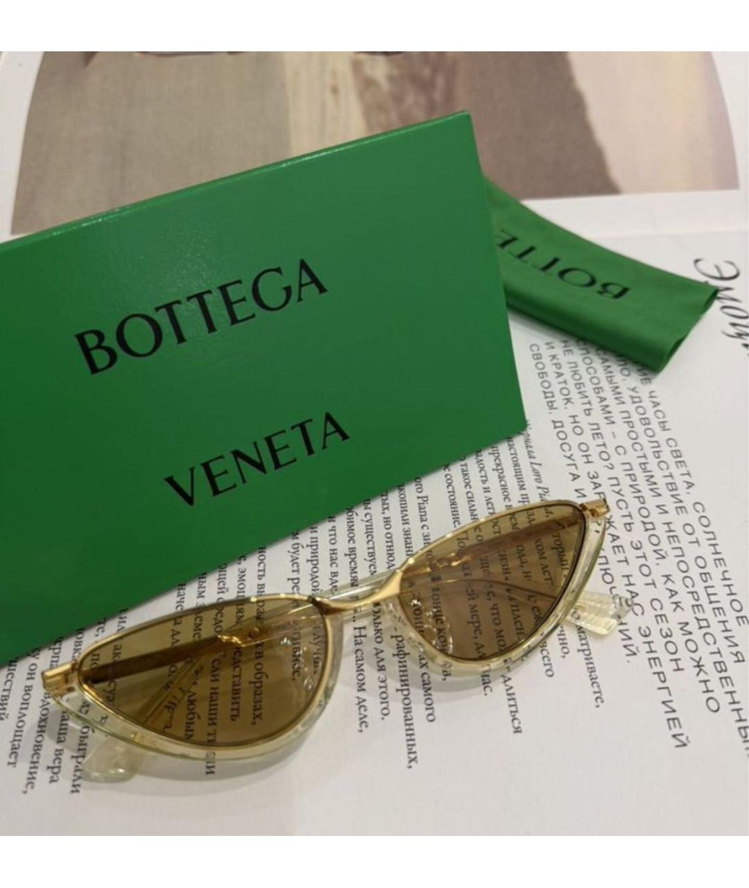 BOTTEGA VENETA Золотые солнцезащитные очки, фото 6