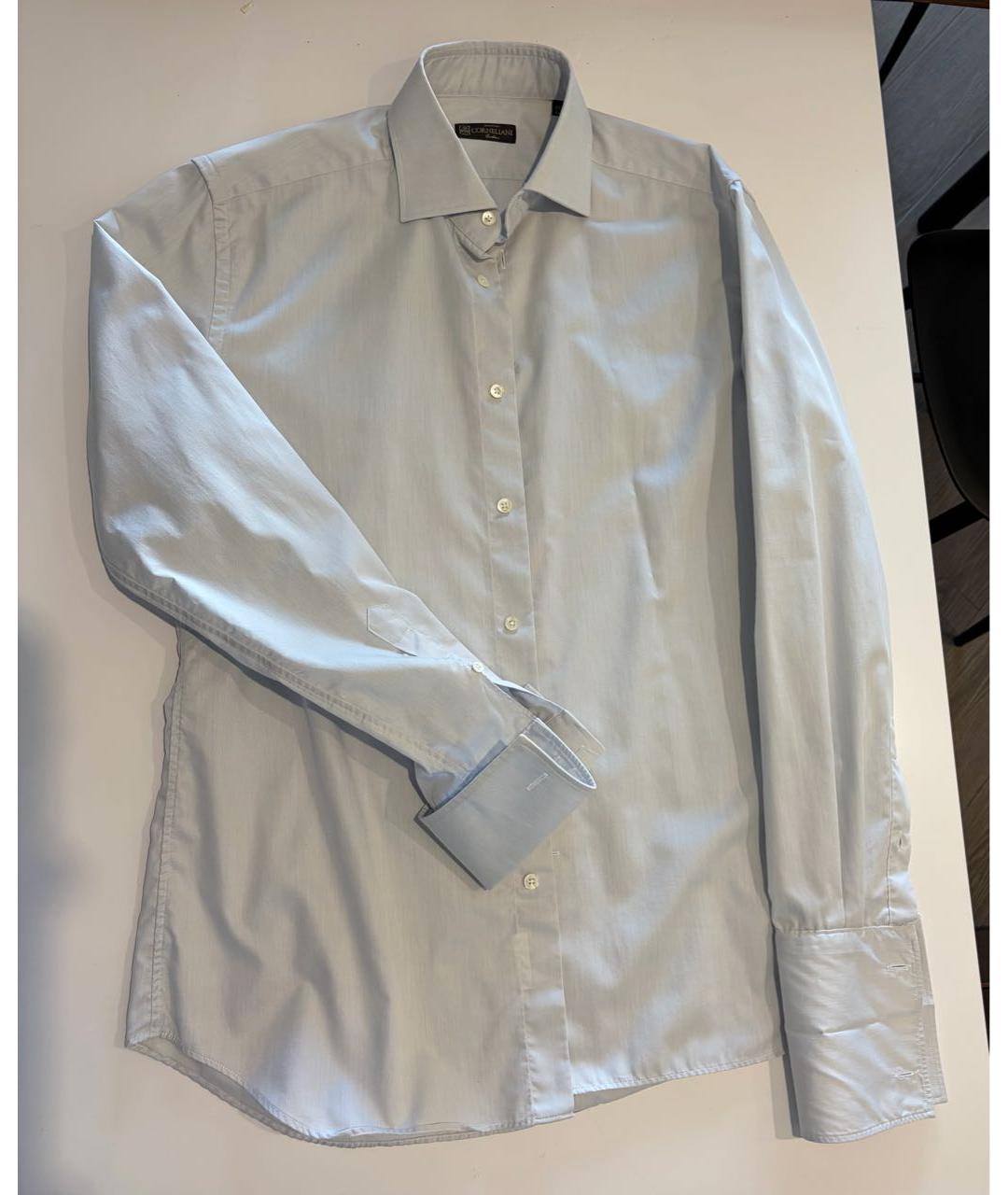 CORNELIANI Голубая хлопковая классическая рубашка, фото 2